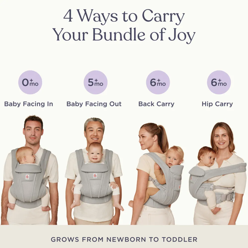 Ergobaby Bæresele, Omni Deluxe, Mesh - Pearl Grey- Bæreseler & Vikler