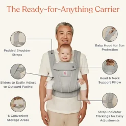 Ergobaby Bæresele, Omni Deluxe, Mesh - Natural Beige- Bæreseler & Vikler