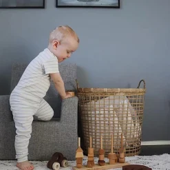 By KlipKlap Børnestol XL - lysegrå/mørkegrå knap-Børn Tumlemøbler