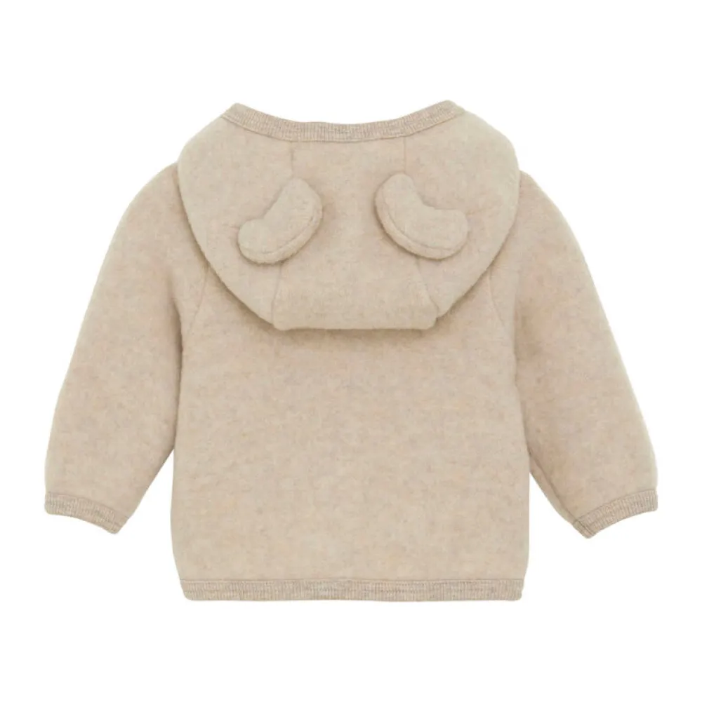 HUTTEliHUT Cardigan m. Ører Uld Fleece - Camel Melange- Uldoverdele|Cardigans, Veste & Trøjer