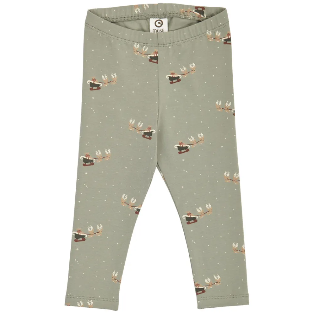 Müsli Christmas Leggings - Shadow/Deep green/Balsam cream- Juletøj|Leggings
