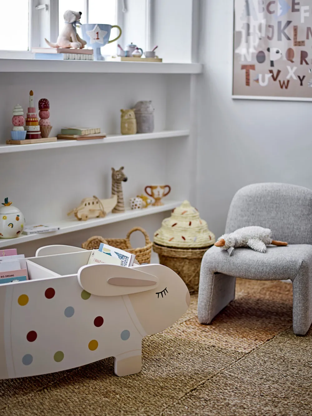 Bloomingvillemini Cillie Kurv m/låg, Natur, Søgræs-Børn Kurve