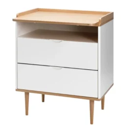 BeKids Curve puslekommode - hvid/eg-Børn Pusleborde|Pusleborde