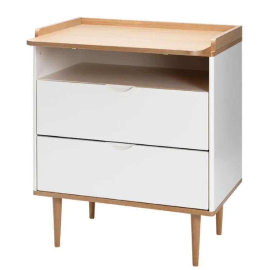 BeKids Curve puslekommode - hvid/eg-Børn Pusleborde|Pusleborde