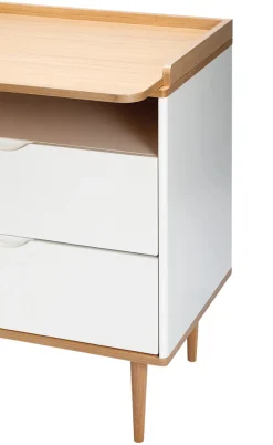 BeKids Curve puslekommode - hvid/eg-Børn Pusleborde|Pusleborde