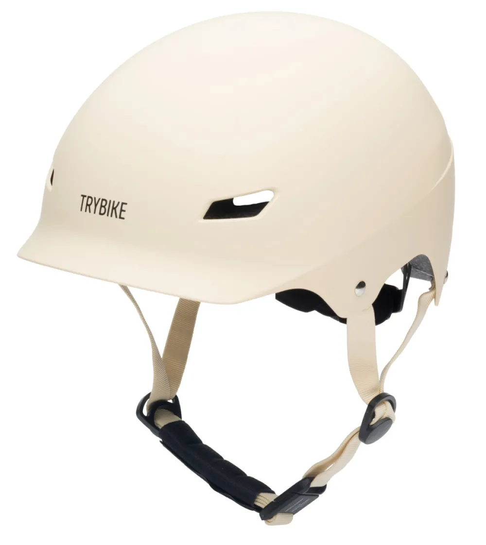 Trybike Cykelhjelm med retrolook - cremefarvet S/M- Cykelhjelme & Tilbehør|Cykelstole & Hjelme