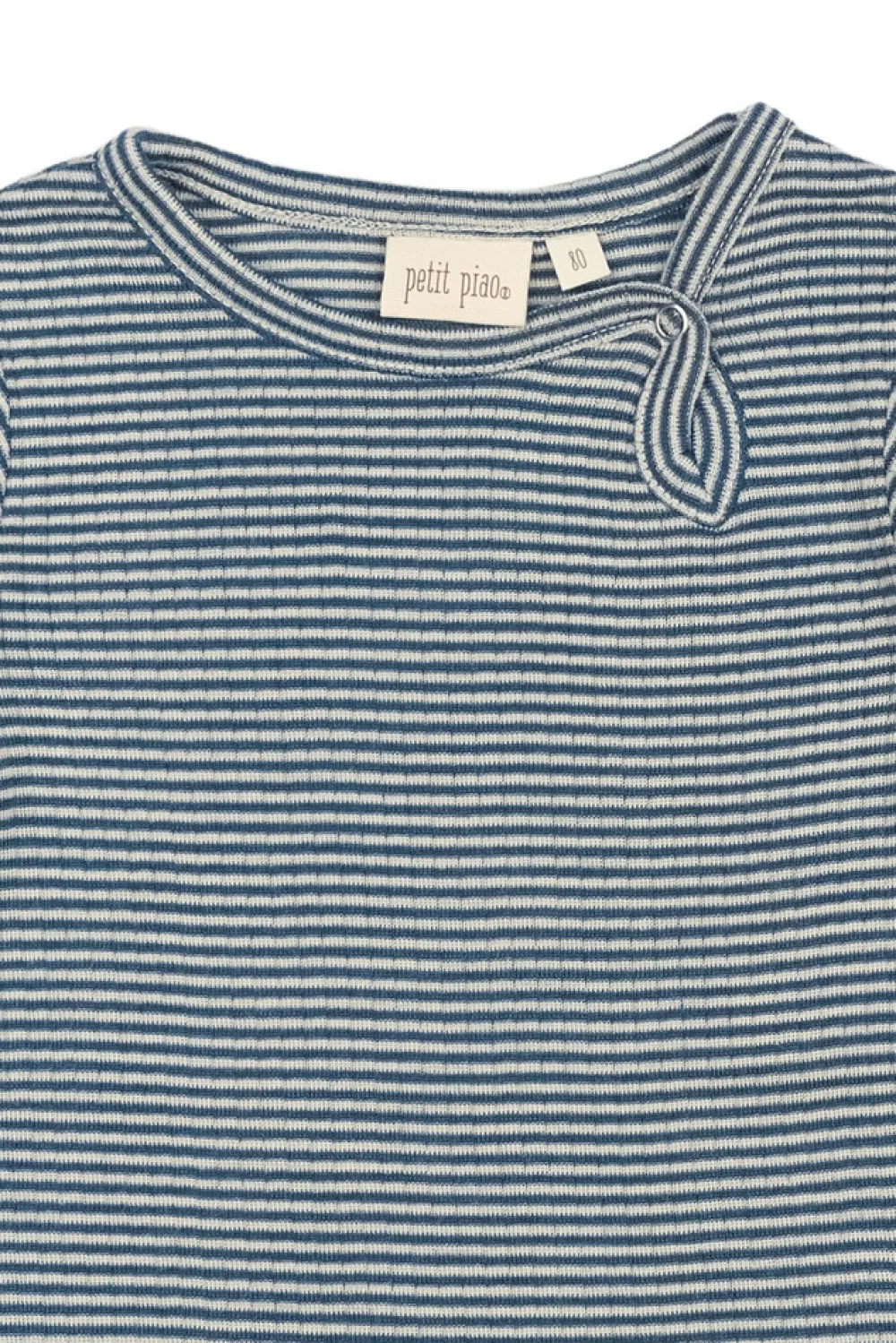 PETIT PIAO Dante Uld Body Langærmet - Ensign Blue/Dark Off White- Uldbodyer|Bodystocking Langærmet