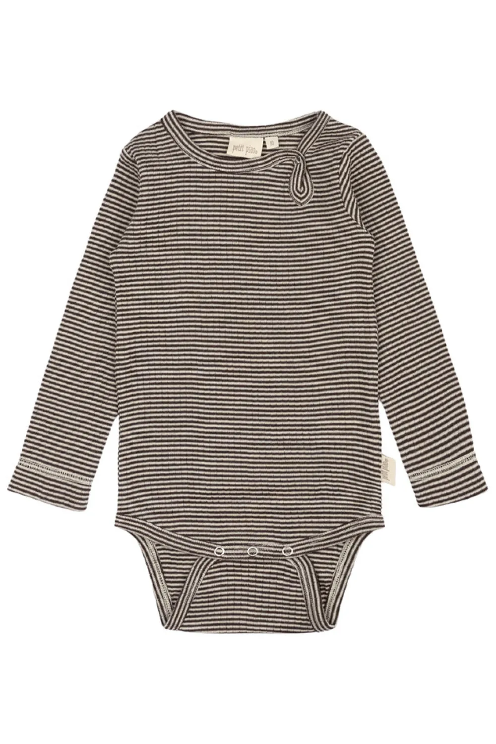 PETIT PIAO Dante Uld Body Langærmet - Coffee Bean/Dark Off White- Uldbodyer|Bodystocking Langærmet