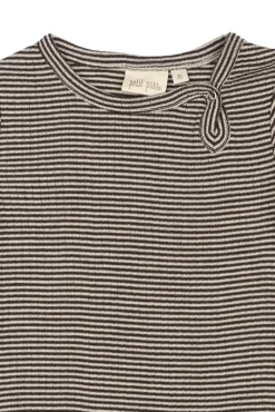 PETIT PIAO Dante Uld Body Langærmet - Coffee Bean/Dark Off White- Uldbodyer|Bodystocking Langærmet