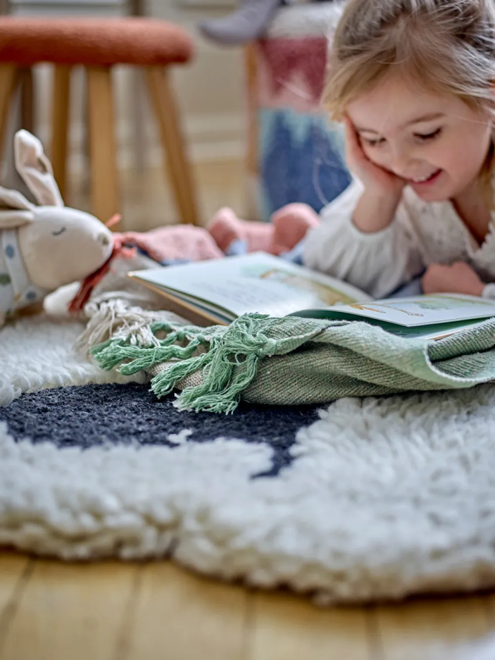 Bloomingvillemini Dolly Tæppe, Hvid, Uld-Børn Gulvtæpper