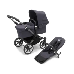 Bugaboo Donkey 5 mono complete - stormy blue/graphite stel- Søskende/Tvillingevogne|Kombivogne Med Ergonomiske Sæder