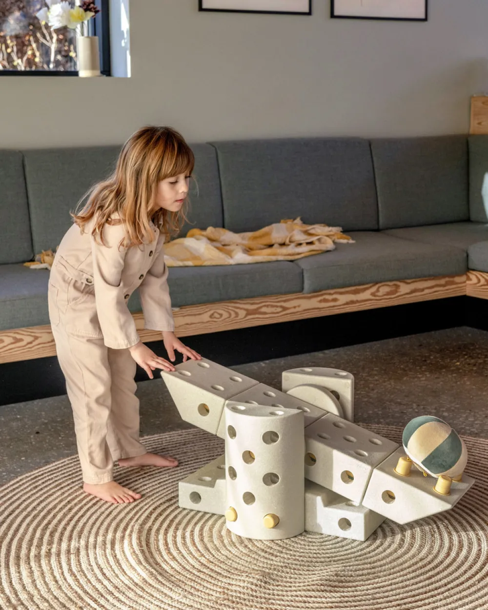 MODU Dreamer Set Sand Grey / Honey Yellow- Store Byggesæt|Tumlemøbler