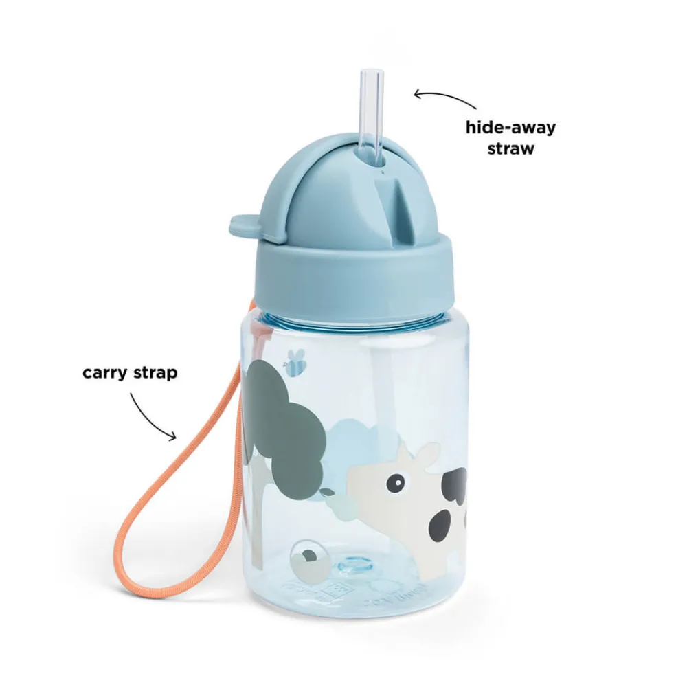 Done By Deer Drikkedunk m/sugerør Tiny farm Blå- Madkasser & Drikkedunke