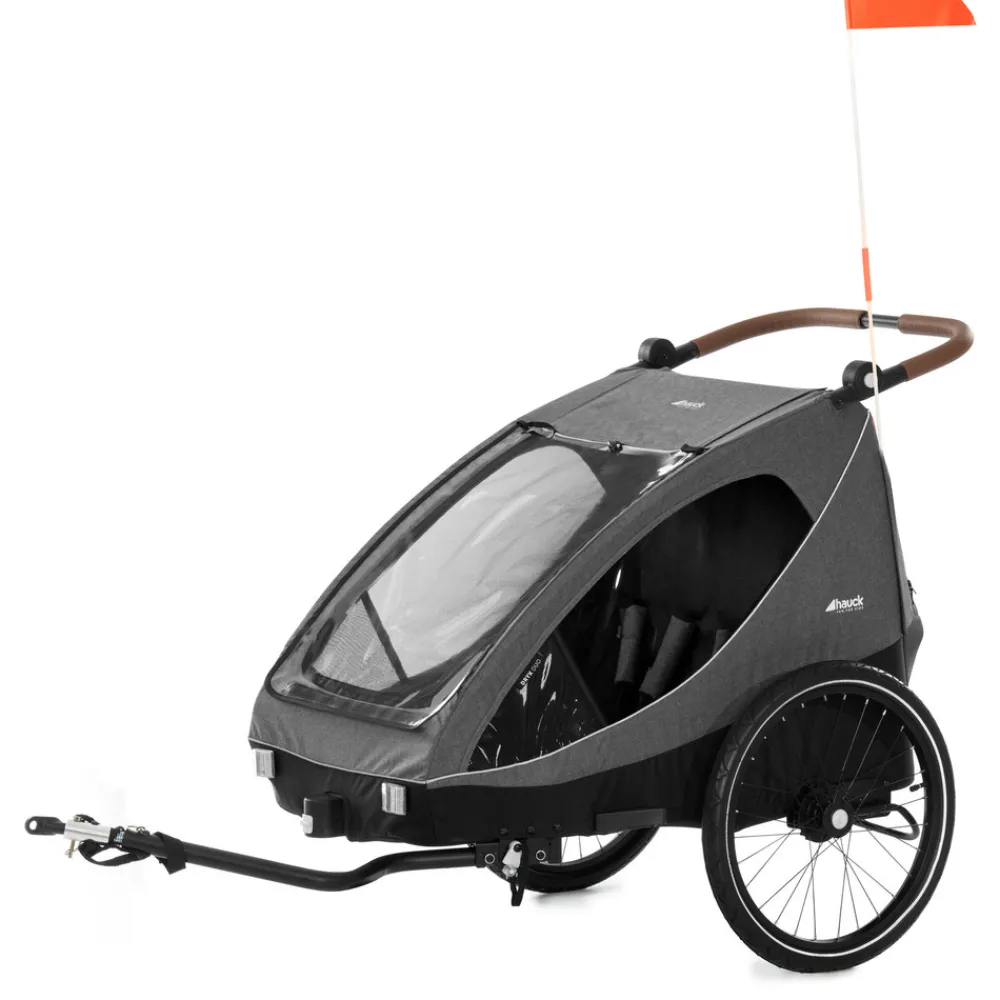 Hauck Dryk duo cykelanhænger - melange grey- Søskende/Tvillingevogne|Cykelvogne