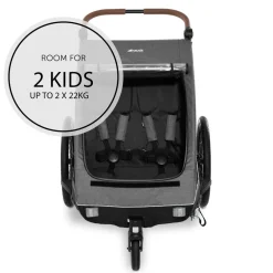 Hauck Dryk duo cykelanhænger - melange grey- Søskende/Tvillingevogne|Cykelvogne