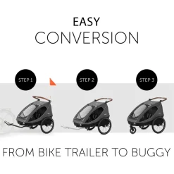 Hauck Dryk duo cykelanhænger - melange grey- Søskende/Tvillingevogne|Cykelvogne