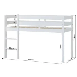 Hoppekids ECO Comfort halvhøj seng hvid, med forhæng rød-Børn Pakkeløsninger