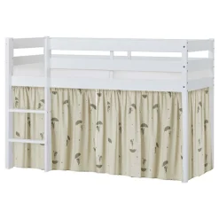 Hoppekids ECO Comfort halvhøj seng hvid, med forhæng grøn-Børn Pakkeløsninger|Juniorsenge