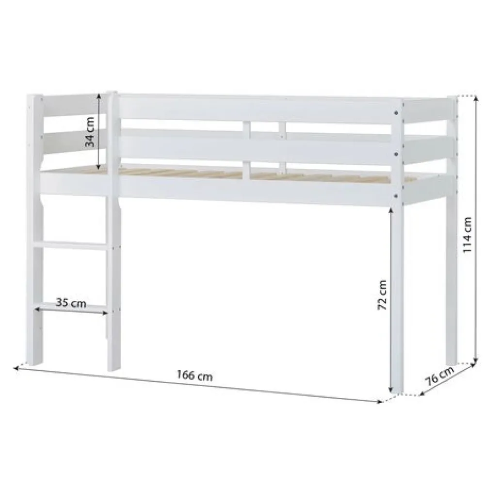 Hoppekids ECO Comfort halvhøj seng med madras - 70x160 cm. - natur-Børn Pakkeløsninger|Juniorsenge