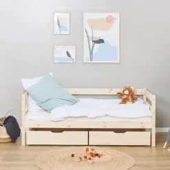 Hoppekids ECO Comfort Juniorseng natur, med sengehest og skuffesæt-Børn Pakkeløsninger|Juniorsenge