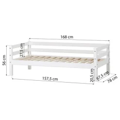 Hoppekids ECO Dream Halvhøj seng (delbar) hvid 70x160, med forhæng rød-Børn Pakkeløsninger|Juniorsenge