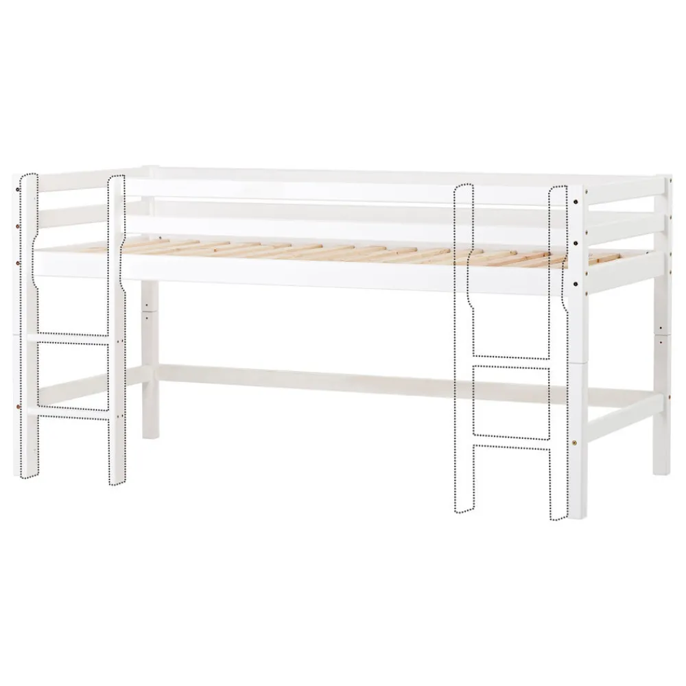 Hoppekids ECO Dream Halvhøj seng (delbar) hvid 90x200, med forhæng rød-Børn Pakkeløsninger|Juniorsenge