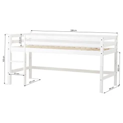 Hoppekids ECO Dream Halvhøj seng (delbar) hvid 90x200, med forhæng blå-Børn Pakkeløsninger|Juniorsenge