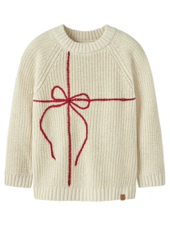 Lil' Atelier Emlen Mio Striksweater - Turtledove- Juletøj|Cardigans, Veste & Trøjer