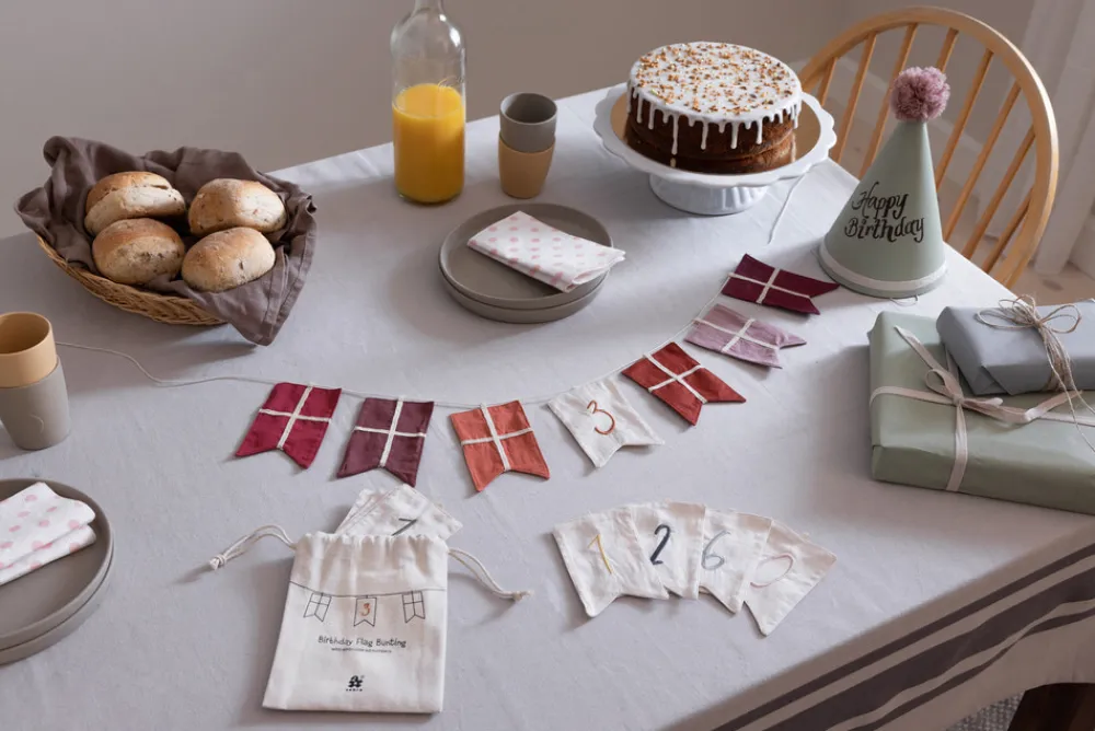 Sebra Fødselsdags flagranke, tal 0-9-Børn Fødselsdagstoge