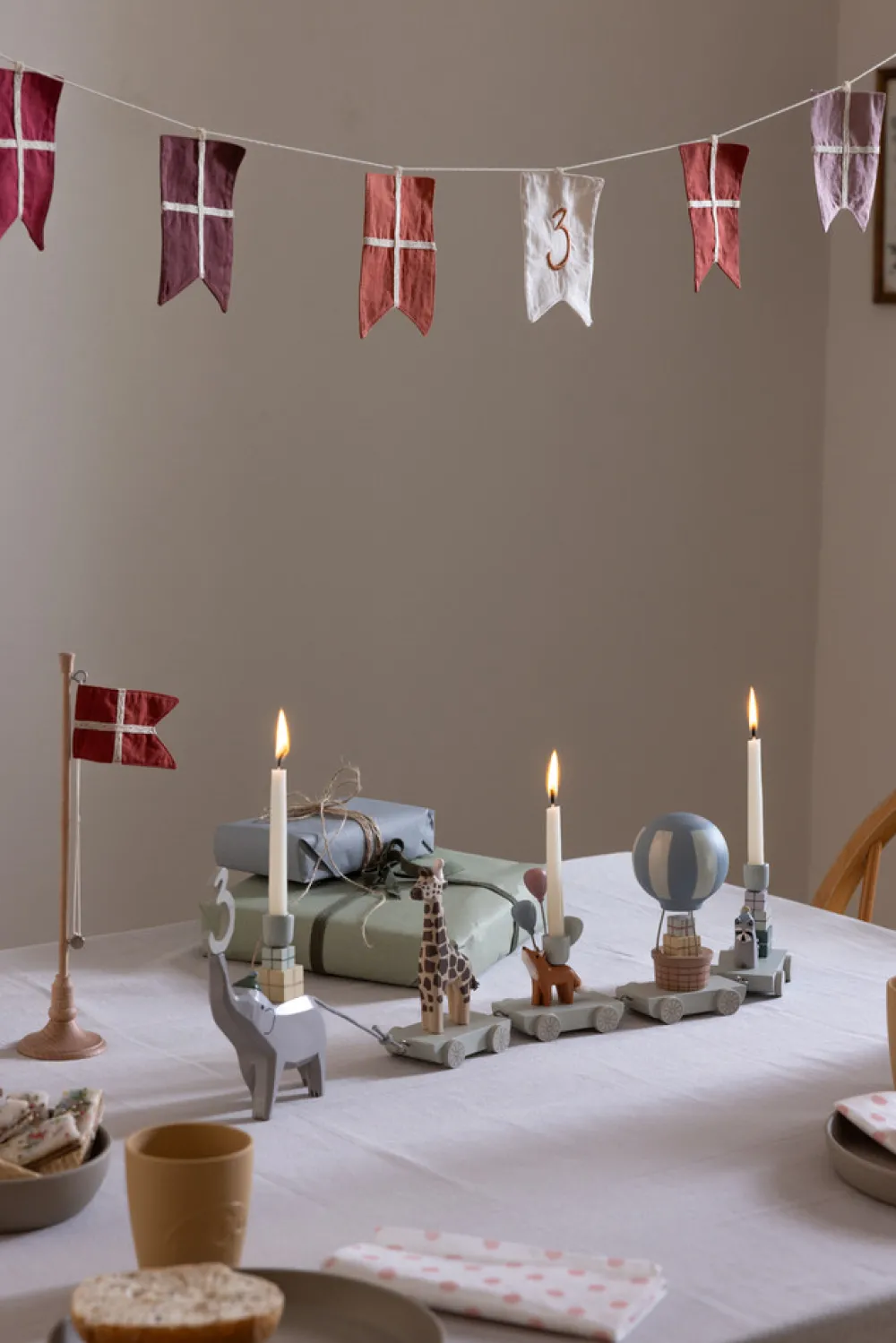 Sebra Fødselsdags flagranke, tal 0-9-Børn Fødselsdagstoge