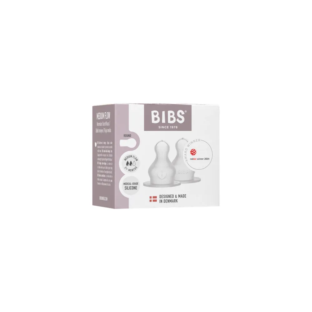 BIBS Flaskesutter rund Silikone 2 pk Medium Flow- Sutteflasker