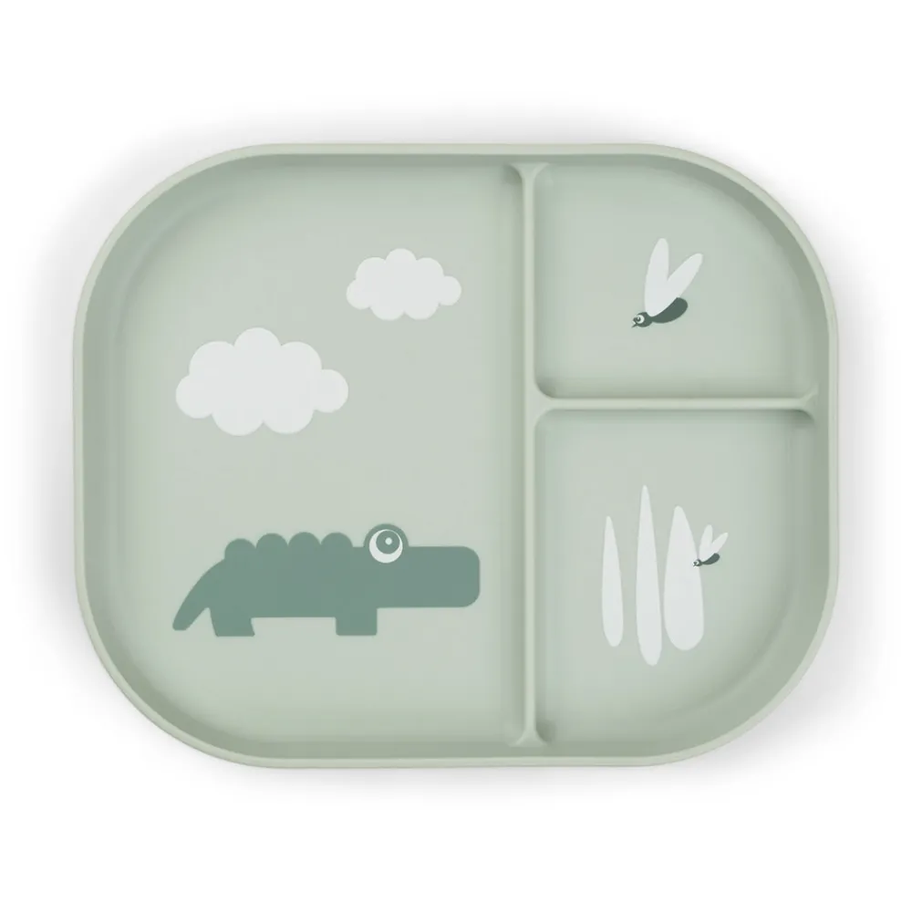 Done By Deer Foodie inddelt tallerken Croco Grøn- Service