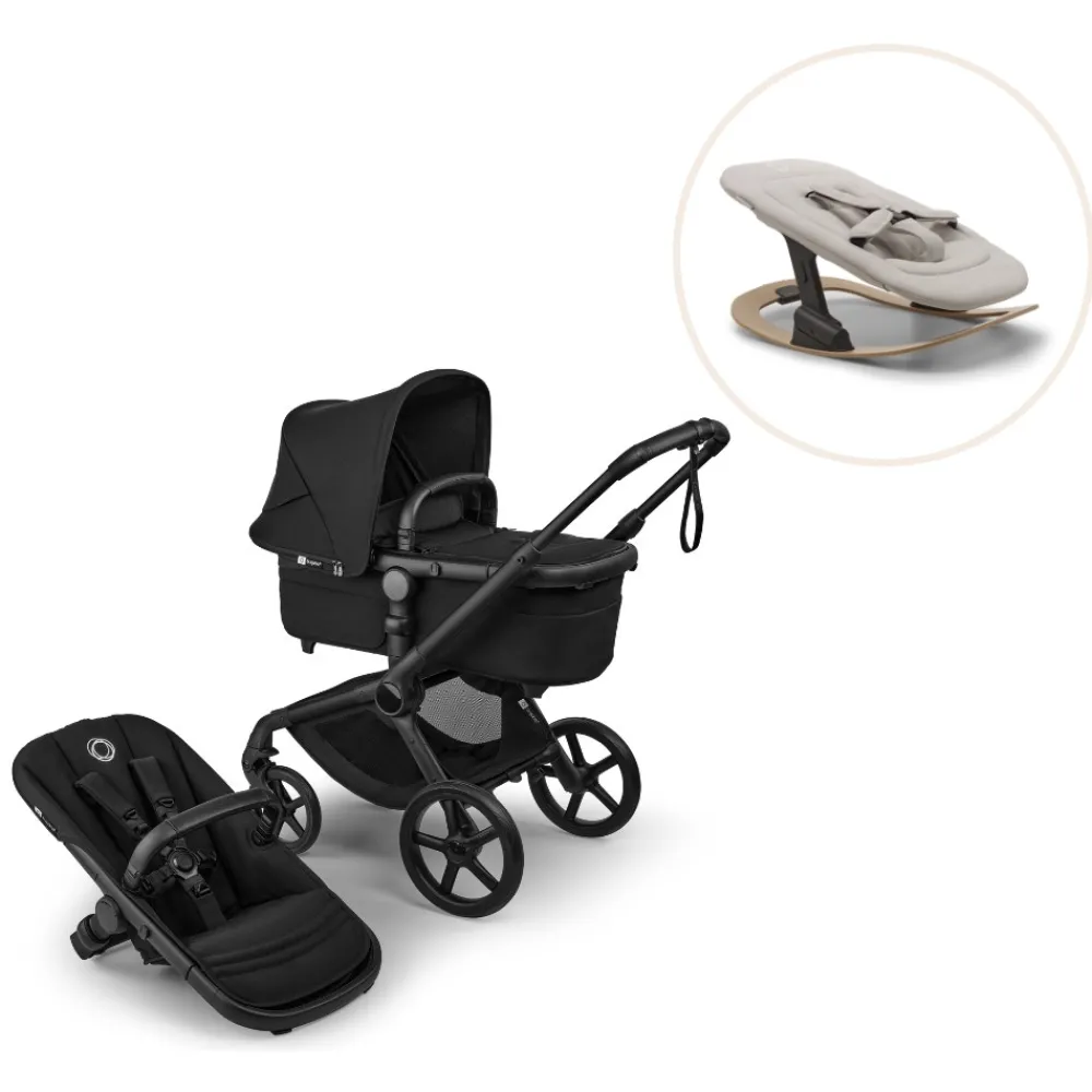 Bugaboo Fox 5 Renew complete inkl. Giraffe bouncer - heritage black/polar white- Vognpakker