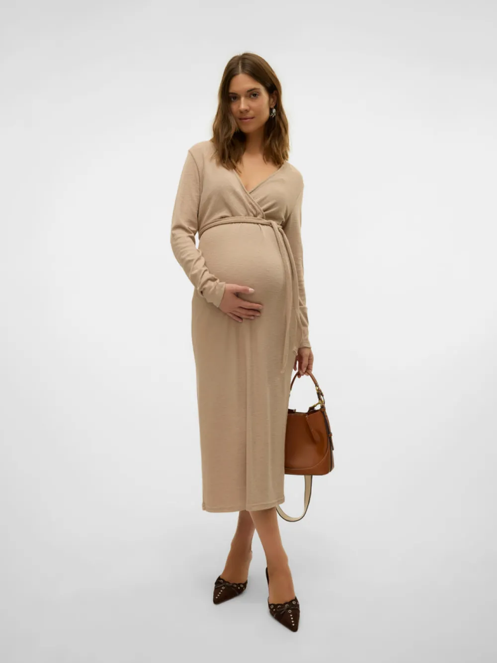 MamaLicious Frederikke tess LS kjole - SILVERMINK- Kjoler/Nederdele