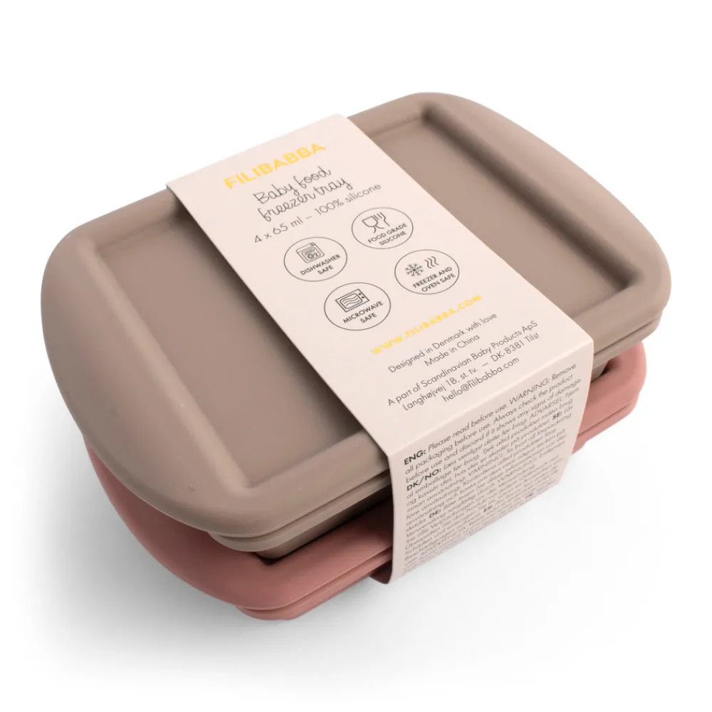 Filibabba Frysebakke til babymad 4x65 ml - 2-pak - Rose Mix- Madopbevaring