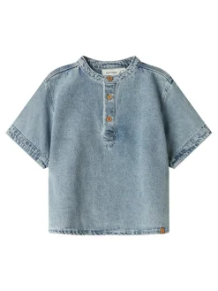 Lil' Atelier Fundo ss løs dnm skjorte - MEDIUMBLUE- T-Shirts & Toppe