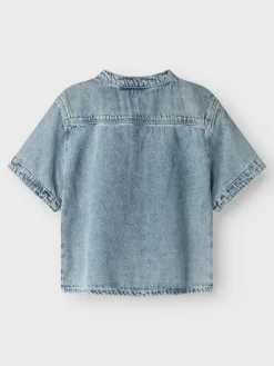 Lil' Atelier Fundo ss løs dnm skjorte - MEDIUMBLUE- T-Shirts & Toppe