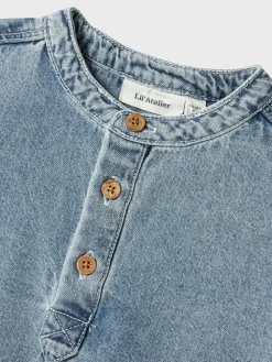 Lil' Atelier Fundo ss løs dnm skjorte - MEDIUMBLUE- T-Shirts & Toppe