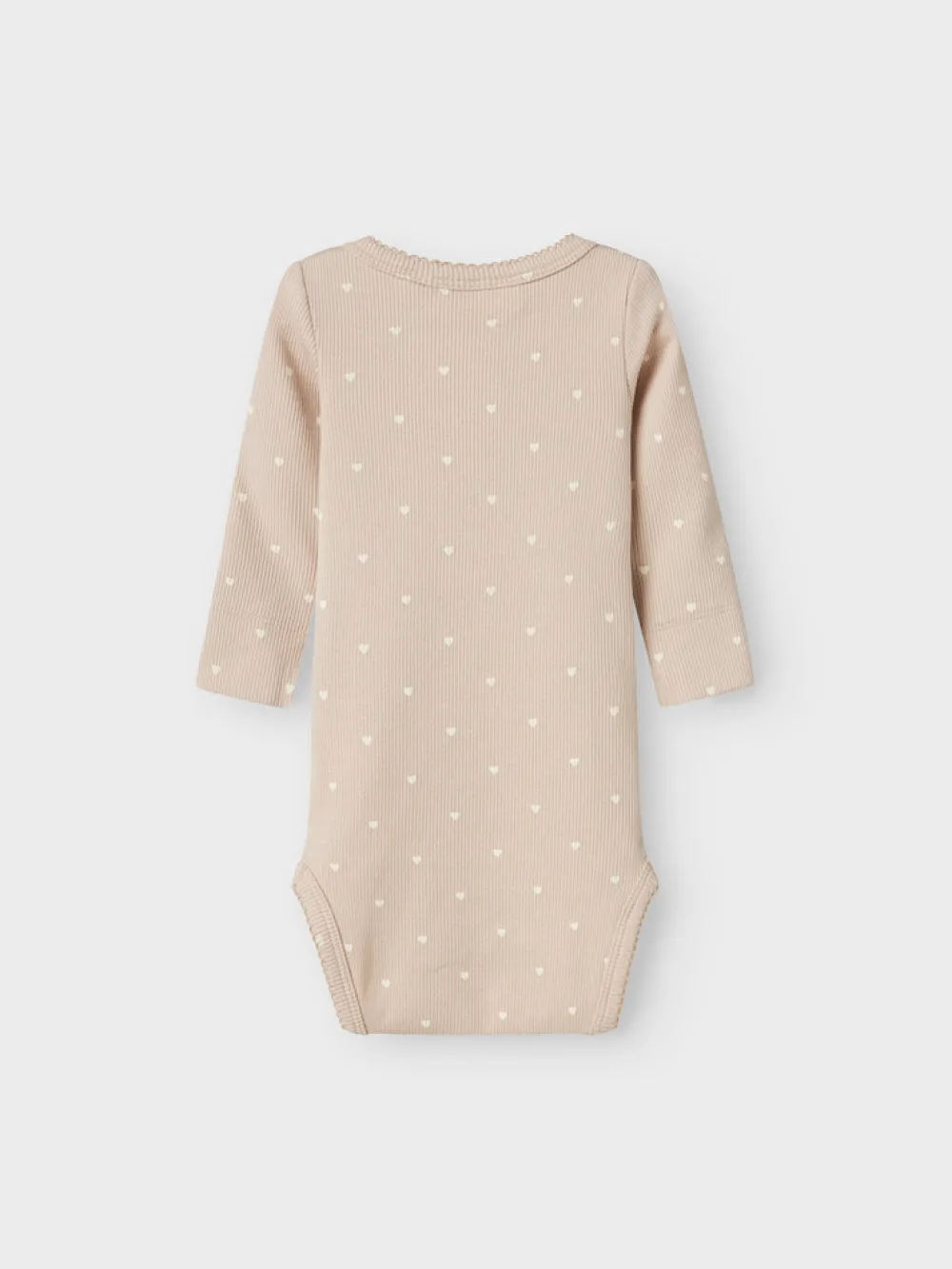 Lil' Atelier Gago langærmet slim body - GRAY MORNING - med hjerter- Bodystocking Langærmet