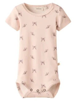 Lil' Atelier Gayo Sig Body kortærmet - Butterfly/Peach blush- Bodystocking Kortærmet