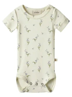 Lil' Atelier Gayo Sig Body kortærmet - Forget me/Coconut milk- Bodystocking Kortærmet