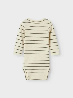 Lil' Atelier Geo Lim Langærmet Slim Body - TURTLEDOVE- Bodystocking Langærmet