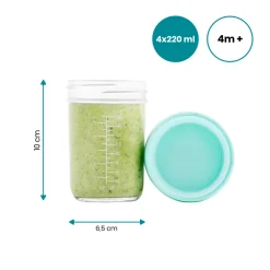 Babymoov Glas madbøtter - 4x 220ml- Madopbevaring
