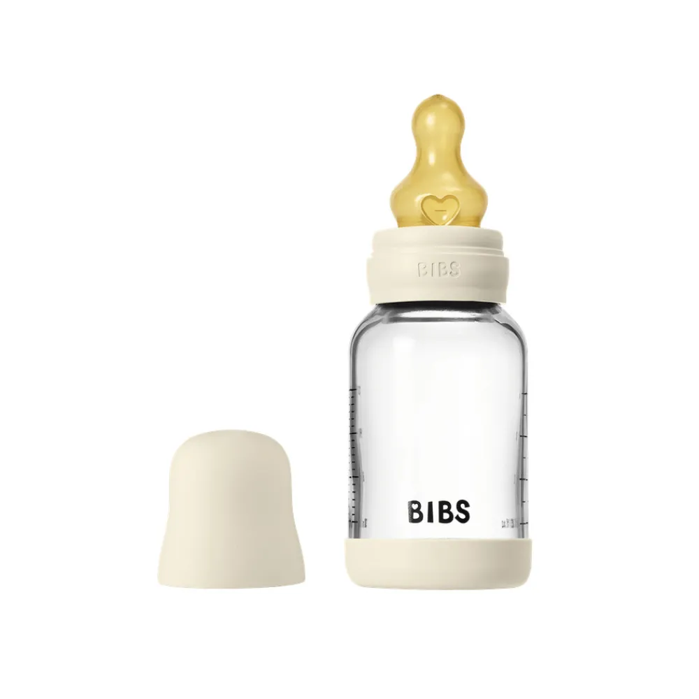BIBS Glass baby bottle latex 120 ml ivory- Sutteflasker