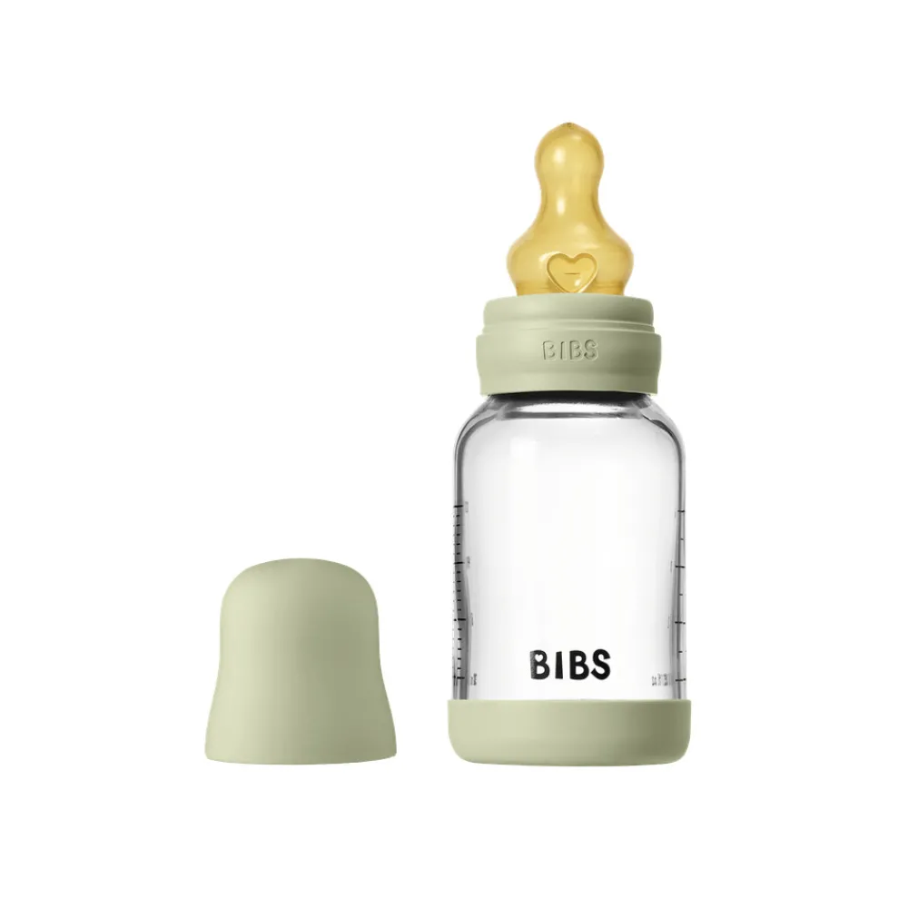 BIBS Glass baby bottle latex 120 ml sage- Sutteflasker