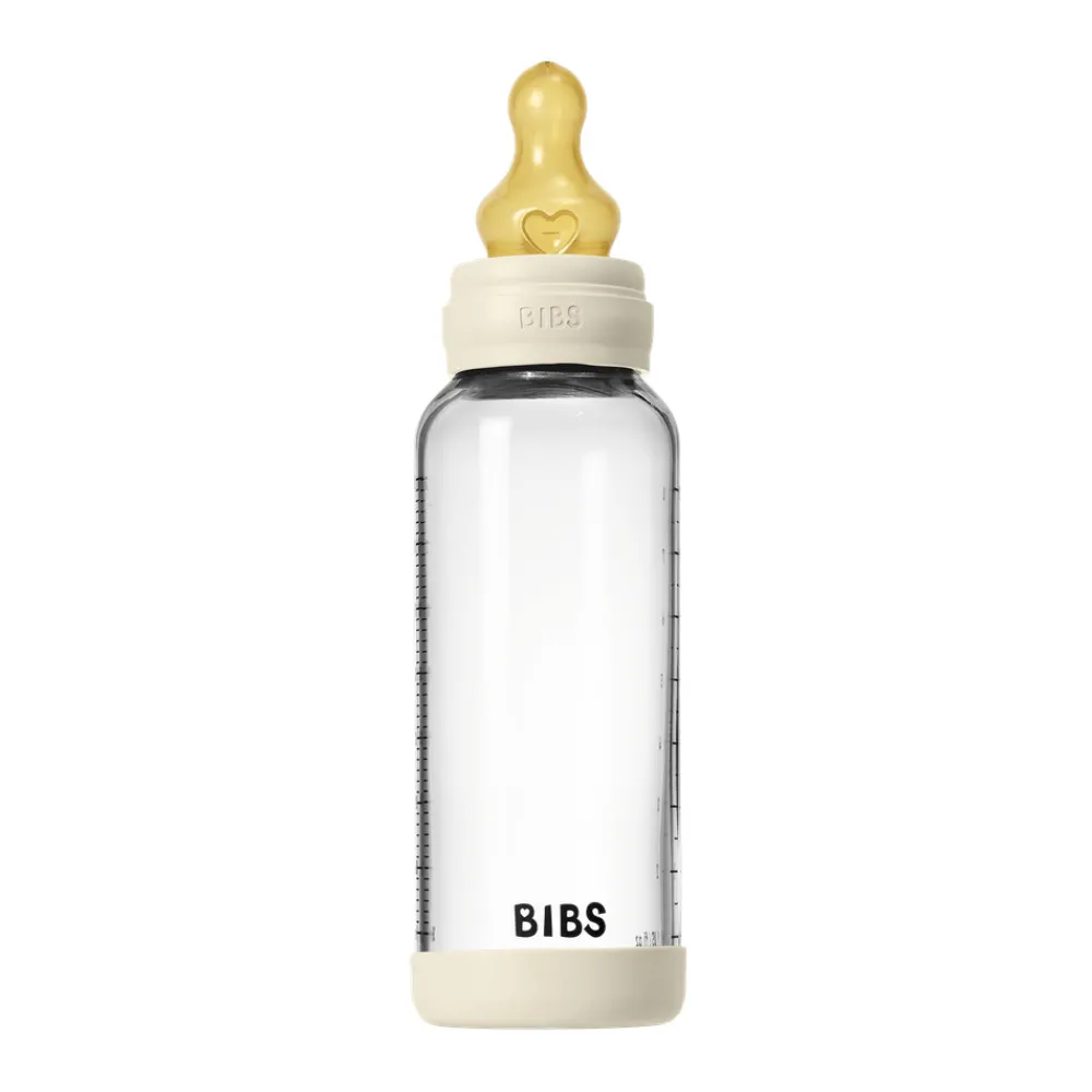 BIBS Glass baby bottle latex 240 ml ivory- Sutteflasker