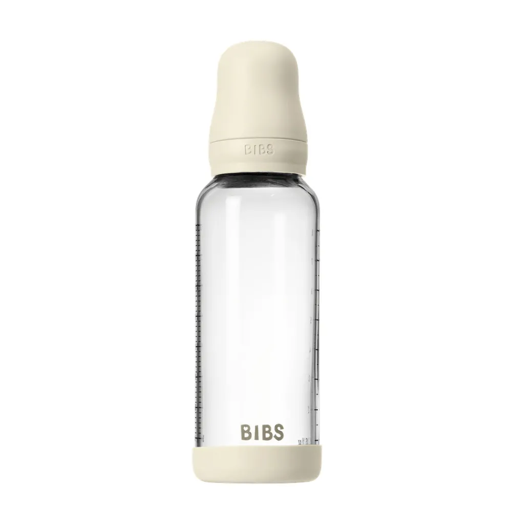BIBS Glass baby bottle latex 240 ml ivory- Sutteflasker