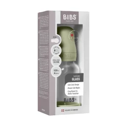 BIBS Glass baby bottle silicone 120 ml sage- Sutteflasker