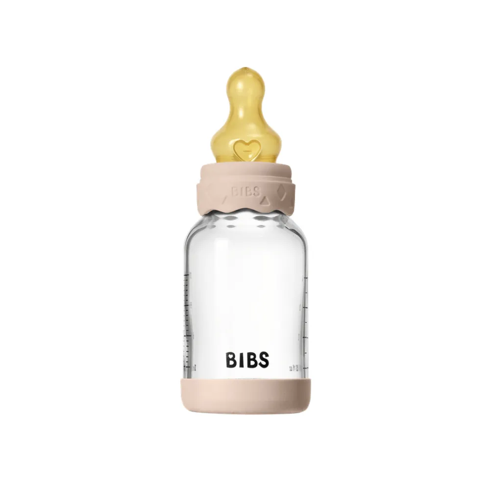 BIBS Glass boheme baby bottle latex 120 ml blush- Sutteflasker