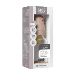 BIBS Glass boheme baby bottle latex 120 ml blush- Sutteflasker